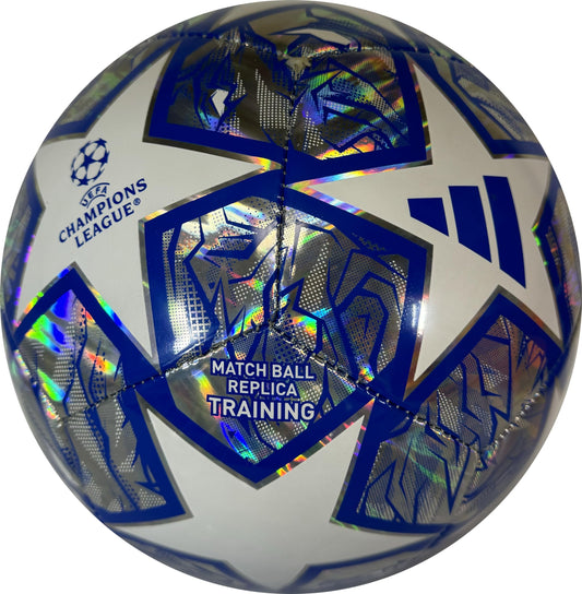 Adidas Unisex-Fußball für Erwachsene, UCL-Training-Hologramm, Metallic-Silber/Weiß/Gloria-Blau, 5